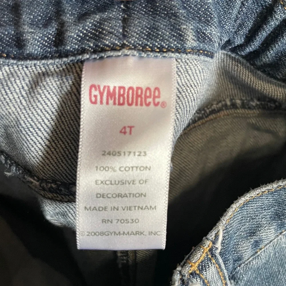 VTG Gymboree Girls‎ 4T Blue Denim Jeans Floral Embroidered Scalloped Hem 2008